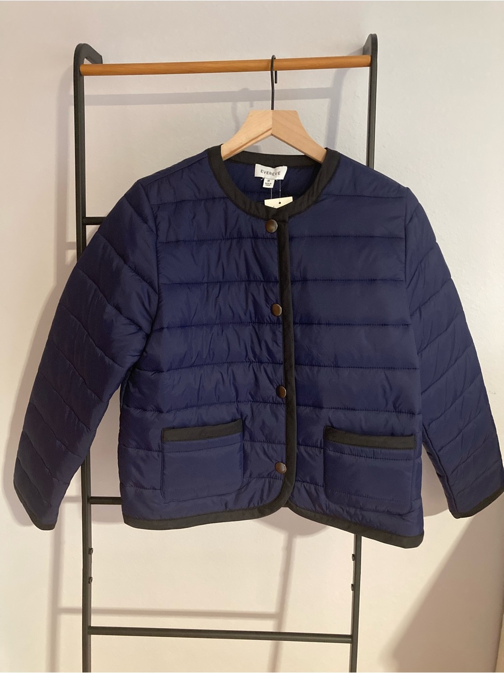 Evereve Navy Quilted Puffer Jacket, NWT